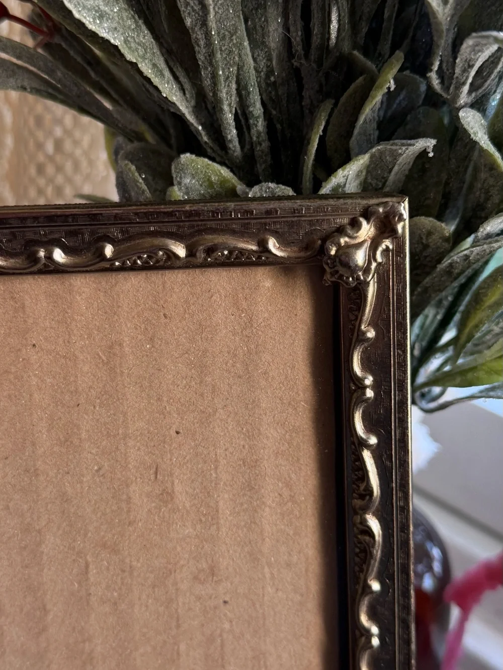 Vtg Gold Tone Brass Metal Picture Frame Embossed Design Edge Fits 8x10”